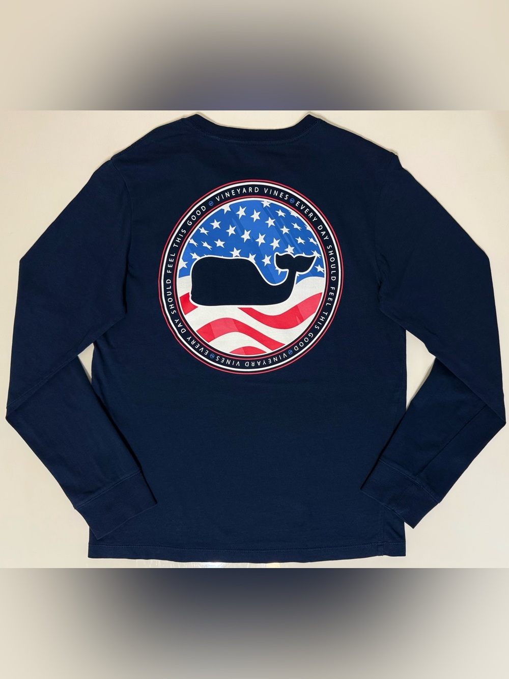 Vineyard Vines Boys Patriotic Whale Long-Sleeve Pocket Tee - Med (12-14)